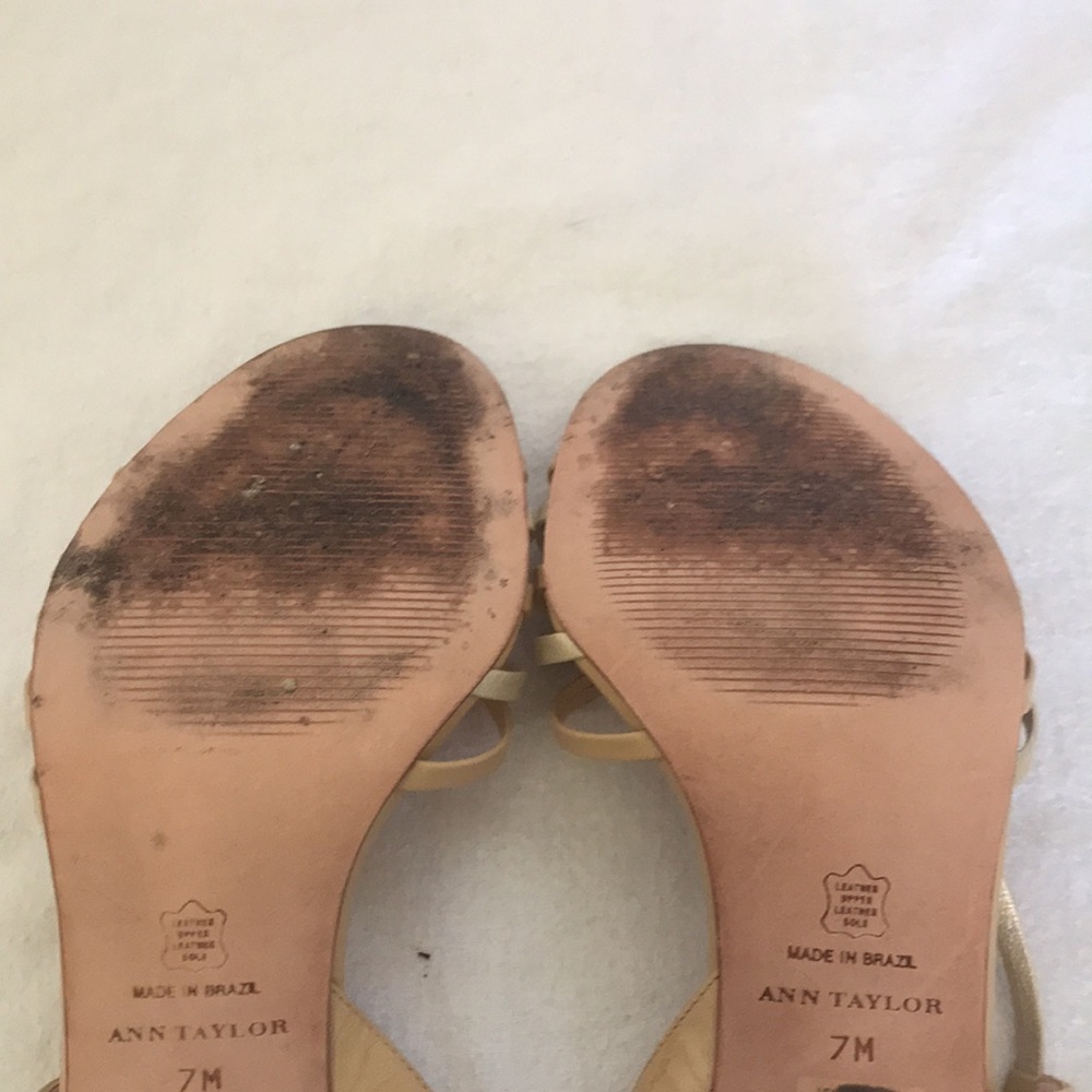 Ann Taylor Gold and Nude Strappy Heels - Picture 7 of 8